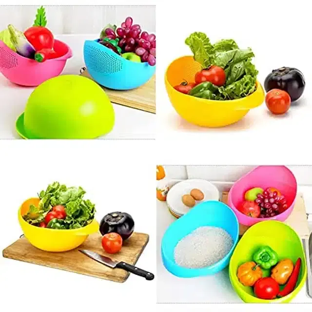 Plastic Food Strainer, Multicolor, Pack of 3