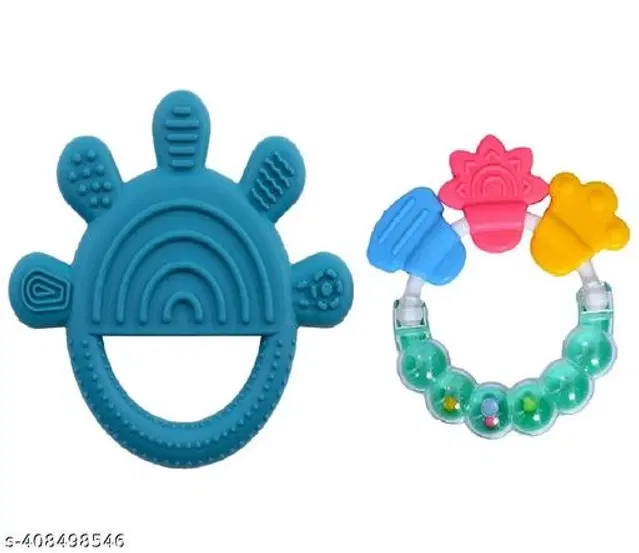 Rattle Toy with Teether for Baby, Multicolor, Set of 2