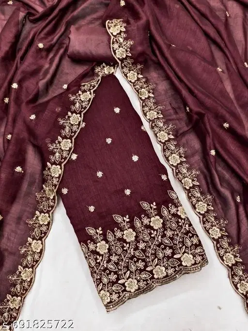 Vichitra Silk Punjabi/All Over Suits for Women (Multicolor, 5.85 meter (S)