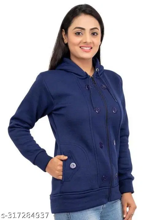 Polyester Sweater for Women (Blue, S)