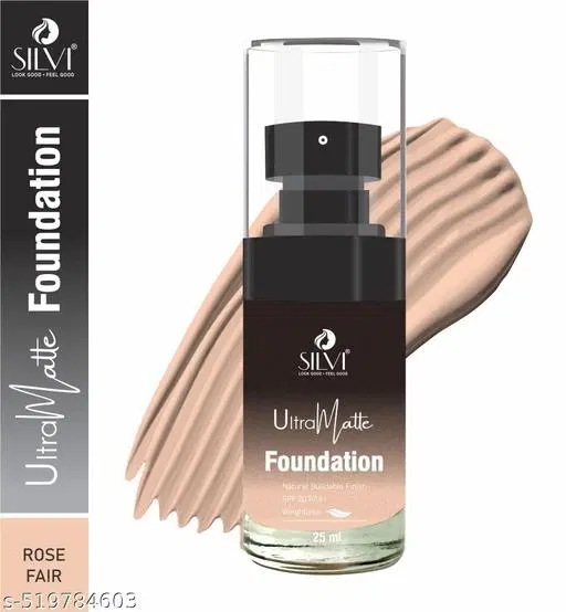 Silvi® Weightless Ultra Matte Finish Foundation | Rose Fair 25 ml | Lightweight | Natural Finish | Anti-Ageing | Non-Clog Pores | Enriched With Olive Seed Oil, Grape Extract 25 ml Pack-1