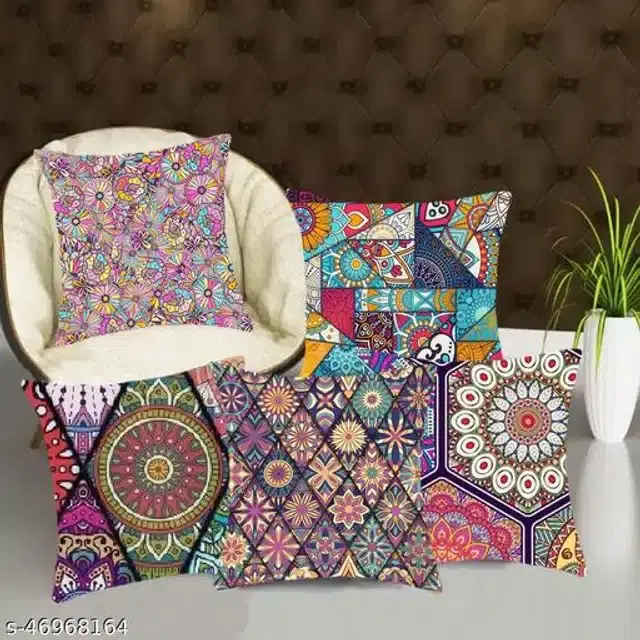 Cushion Cover for Home, Multicolor, 16x16 inches, Pack of 5