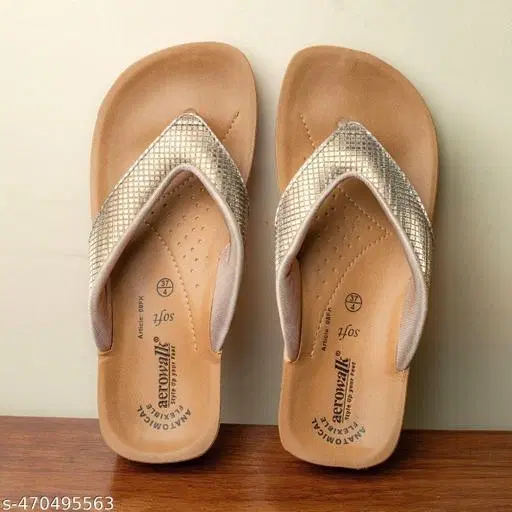 Aerowalk Slippers for Women (Gold, 4)