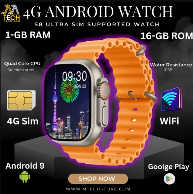 Silicone Strap S8 Ultra Smart Watch, Orange