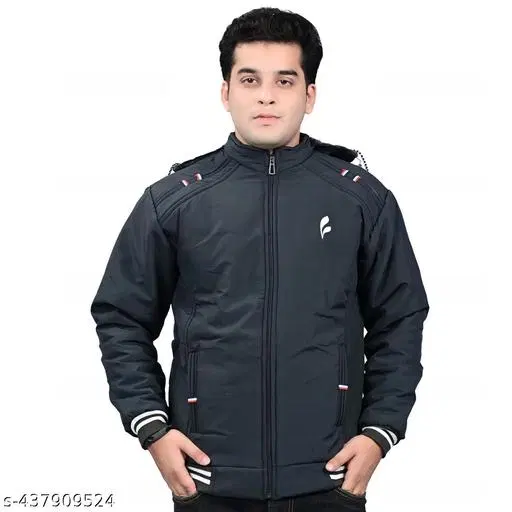 Polyester Jacket for Men (Dark Grey, L)