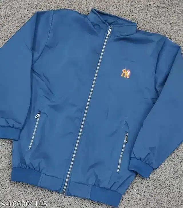 Polyester Jacket for Men (Blue, XL)