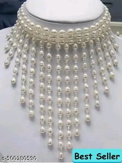 Fabulous and creative front pearl beaded neck looks necklace designs