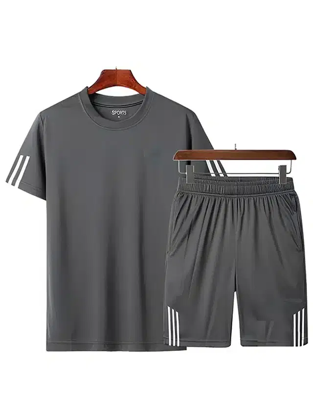 Ruggstar Polyester Mens Tracksuit (Grey, XL) (R-09)