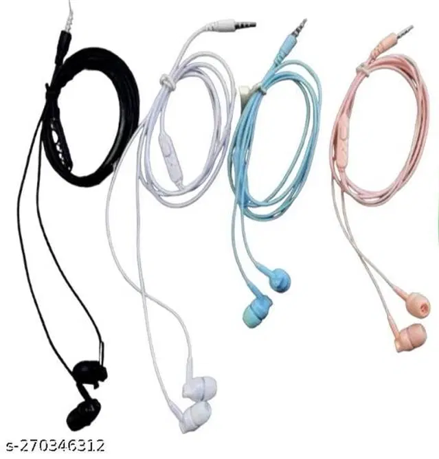 Premium 3.5 mm Jack Wired Earphones, Multicolor, Pack of 4