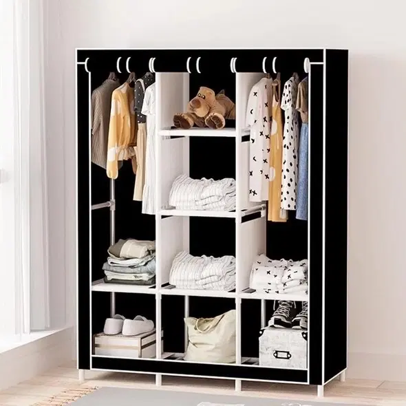 Non-Woven Collapsible Wardrobe [Black, DIY]