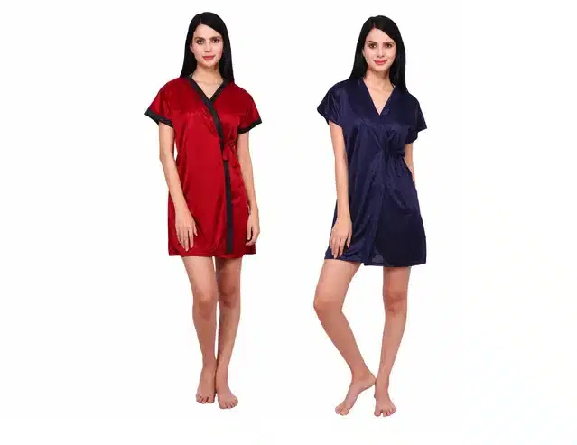 Babydolls for Women, Pack of 2 (Maroon & Navy Blue)