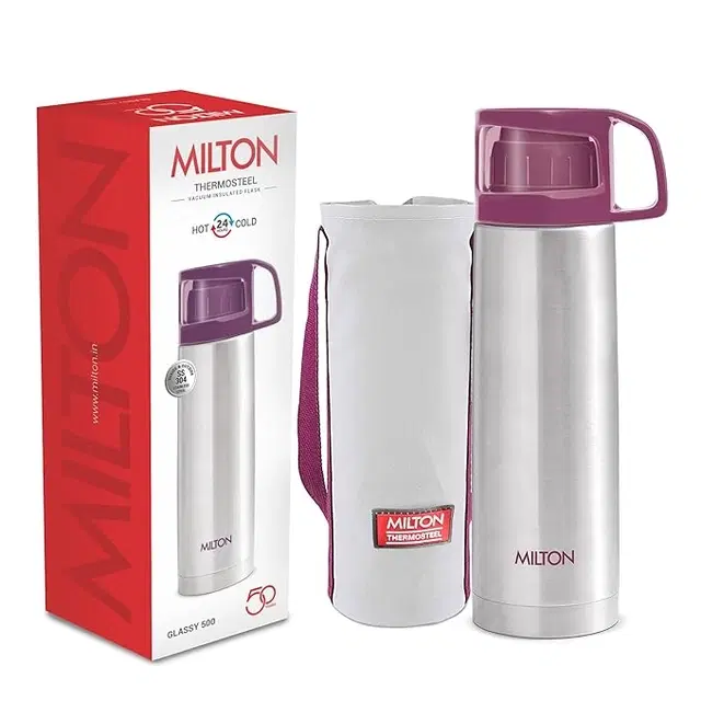 MILTON Glassy Flask, 500 ml, Pack of 1, Assorted