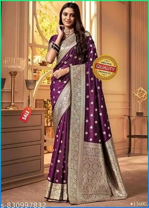 Kanjeevaram Zari Woven Saree for Women (Purple, Free Size)