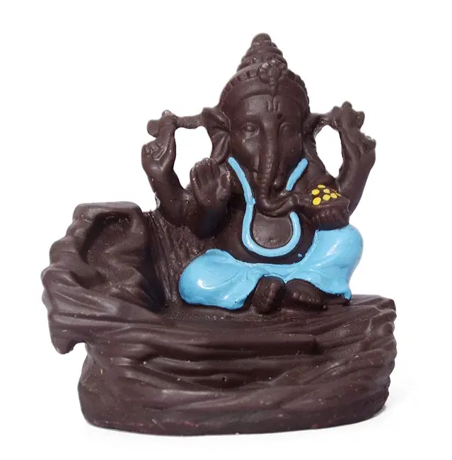 Polyresin Ganeshaji Smoke Fountain Incense Burner with 5 Cones, Assorted