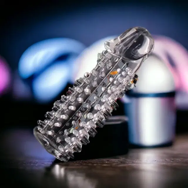 A R Silicone Crystal Dotted Condom for Men, Transparent