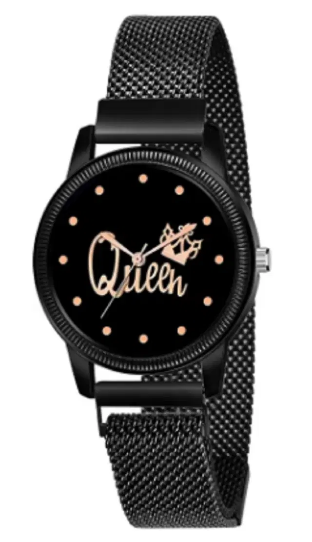 Analog Watch for Women & Girls (Black)