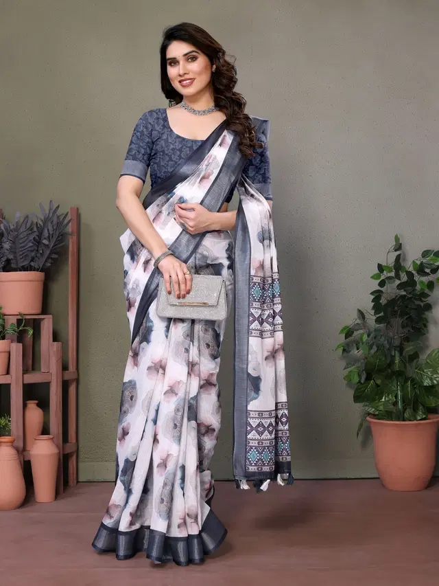 Silk Woven Design Saree for Women, Grey (6.3 m)