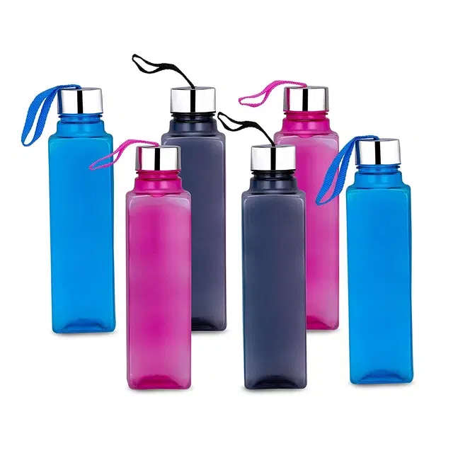 Plastic Water Bottles, 1000 ml, Set of 6, Multicolor