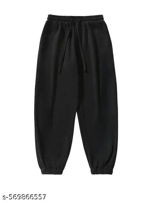 Cotton Blend Solid Trackpant for Men, Black (S)