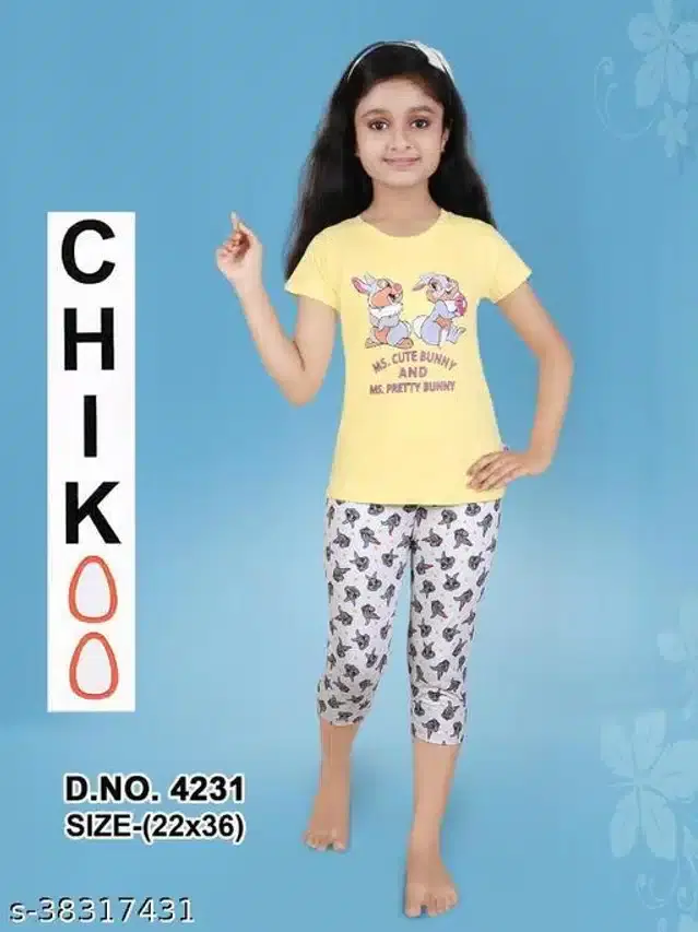 Nightsuit for Girls (Multicolor, 8-9 Years)