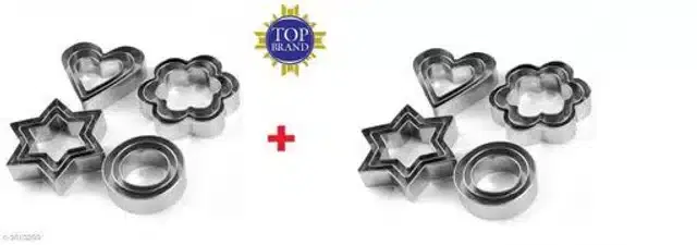 Stainless Steel Cookie Cutter, Silver, 12 Pcs