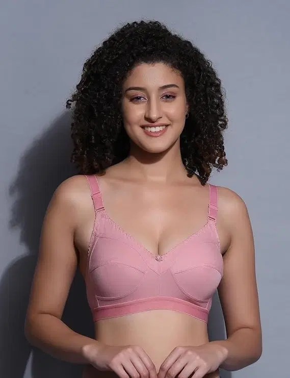 Premium Cotton Full Coverage Non-Padded T-Shirt Bra for Women (Pink, 30)