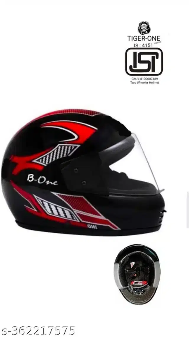 Full Face Helmet for Men & Women, Black & Red