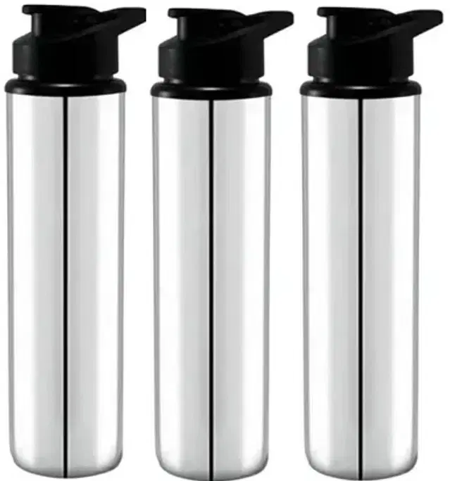 Stainless Steel Water Bottle, Silver, 900 ml, Pack of 3