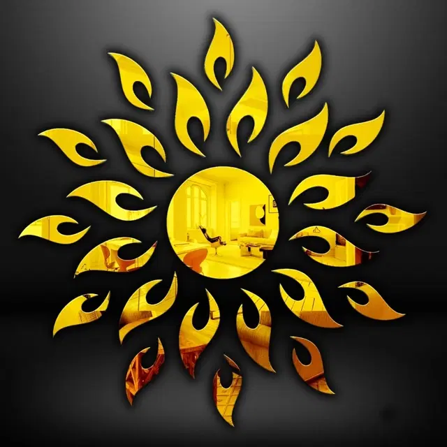 Akarts 45 cm Sun (Golden) Acrylic Mirror Sticker