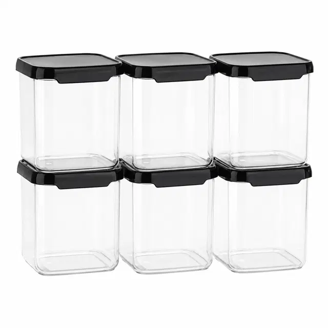 Plastic Grocery Container 550 ml - Black [Pack of 6]