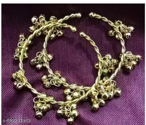 Samridhi Trendy Gold Plated Twisted Ghungroo Bangles for Women & Girls (Set of 2)