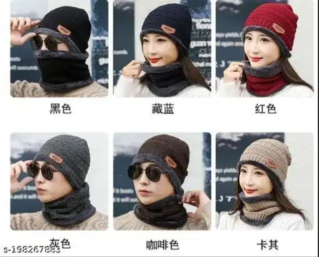 Cotton Winter Cap for Women, Pack of 2 (Assorted, Free Size)