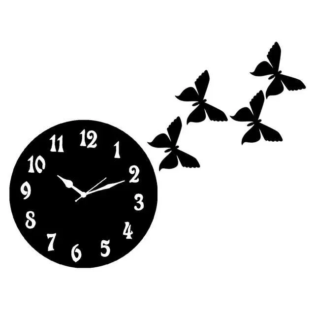 Jaipur Crafts Wooden Wall Four Butterfly Clock, Black, 11 Inch, N-11