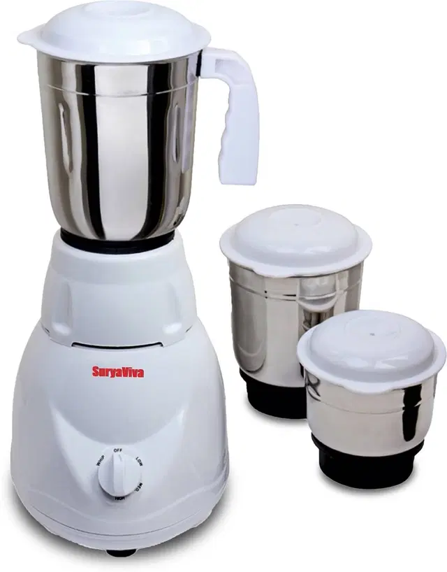 SURYAVIVA Master Juicer Mixer Grinder (500 Watt | 3 Jars | White)
