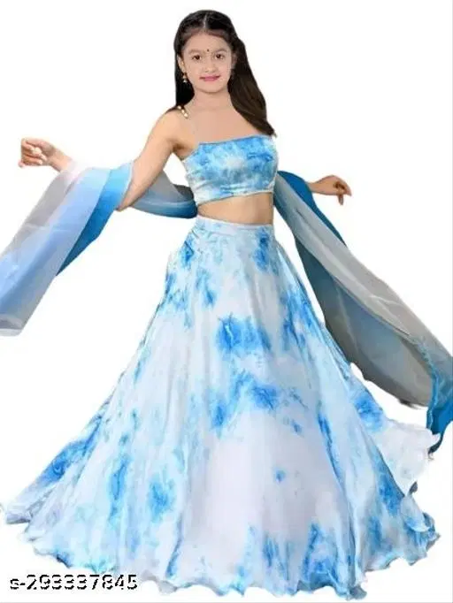 Lehenga Choli for Girls (White, 9-10 Years)