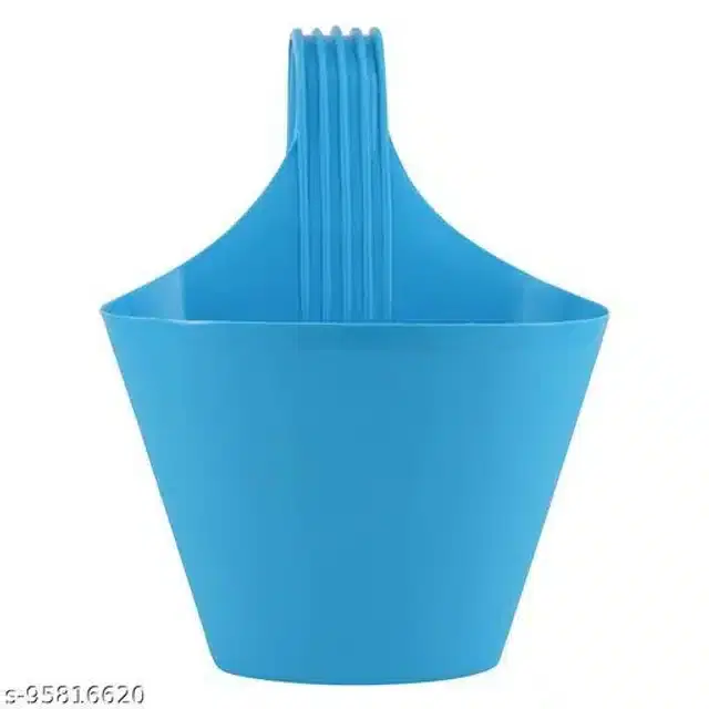 Hanging Plastic Hook Pot Planter, Blue