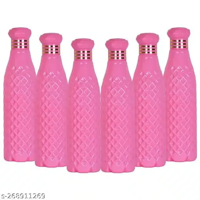 Water Bottle Set, Pink, 1000 ml, Pack of 6