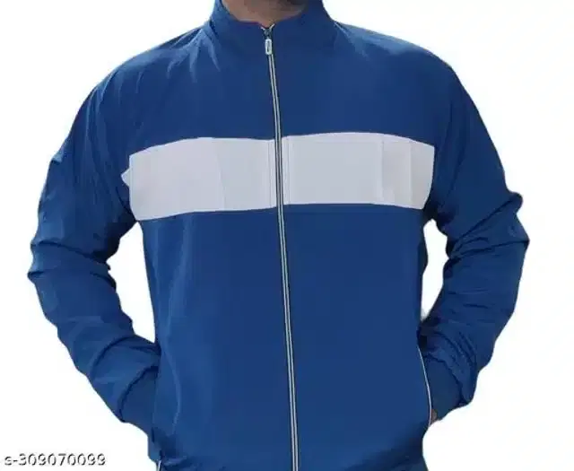 Polyester Jacket for Men (Royal Blue, XL)