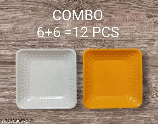 Plastic Plates for Kitchen, Multicolor, Pack of 12