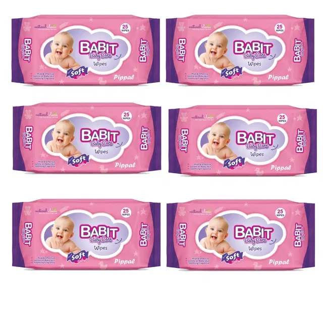 Babit 25 Pulls Baby Wet Wipes, Pack of 6