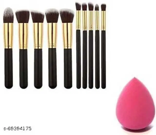 Makeup Brushes Set with Sponge Puff, Pack of 11, Bt 030
