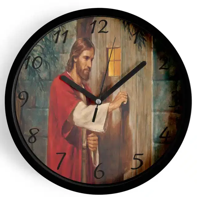 Plastic Jesus Printed Wall Clock, Multicolor, 10x10 Inches
