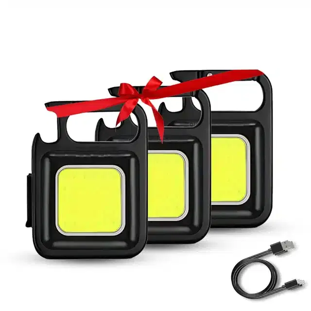 Multifunction Keychain LED Light, Black, Pack of 3
