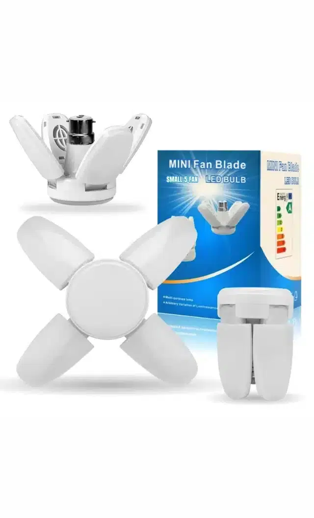 Foldable Mini Fan Blades LED Bulb, White, 25 W