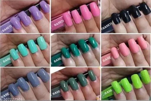 Banetion Matte Nail Polish, Multicolor, Pack of 9