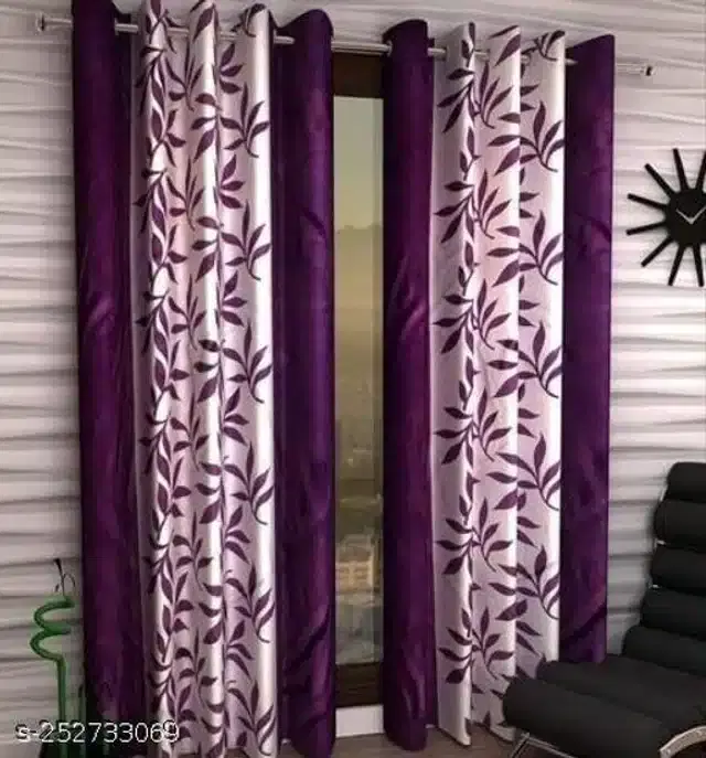 Curtains for Door, Purple, 5 Feet, Pack of 2