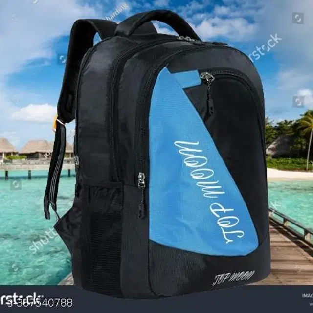 Polyester Backpack for Kids, Sky Blue & Black, 35 L