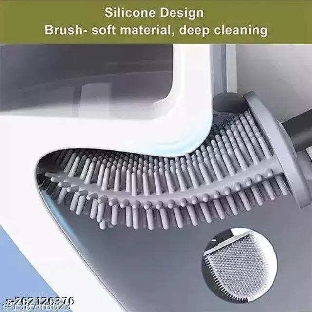 Silicone Toilet Brush with Holder Stand, Multicolor