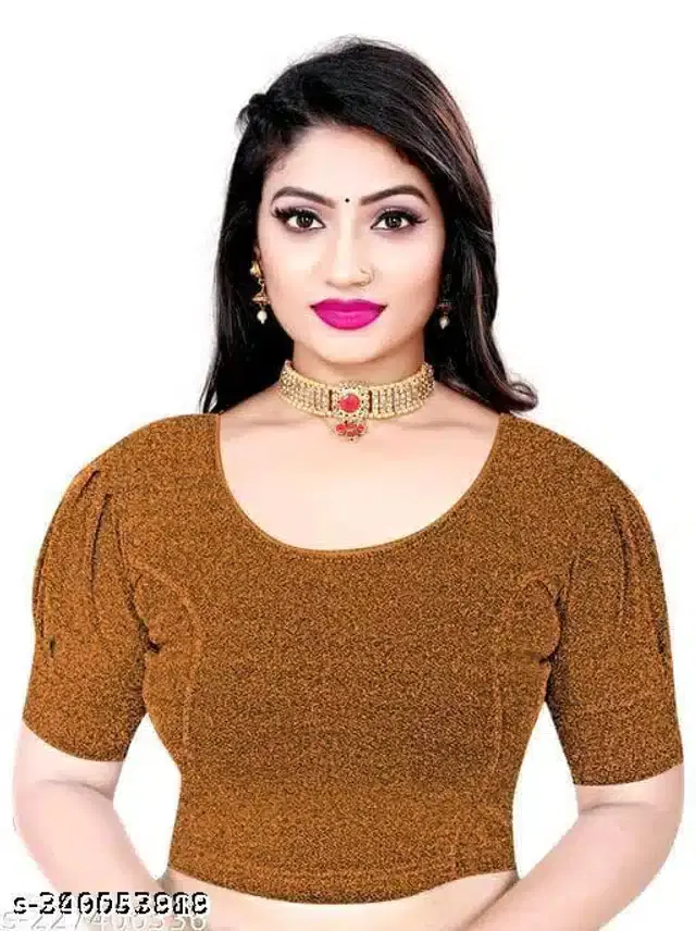Half Sleeves Blouse for Women (Gold, 26)
