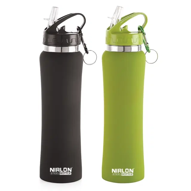 Nirlon Stainless Steel Sipper Water Bottle, Multicolor, 750 ml, Pack of 2